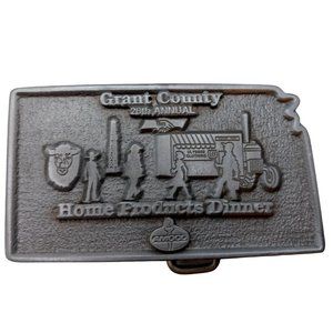 Ulysses Kansas Belt Buckle Grant County Home Products Dinner Amoco Oil Vintage